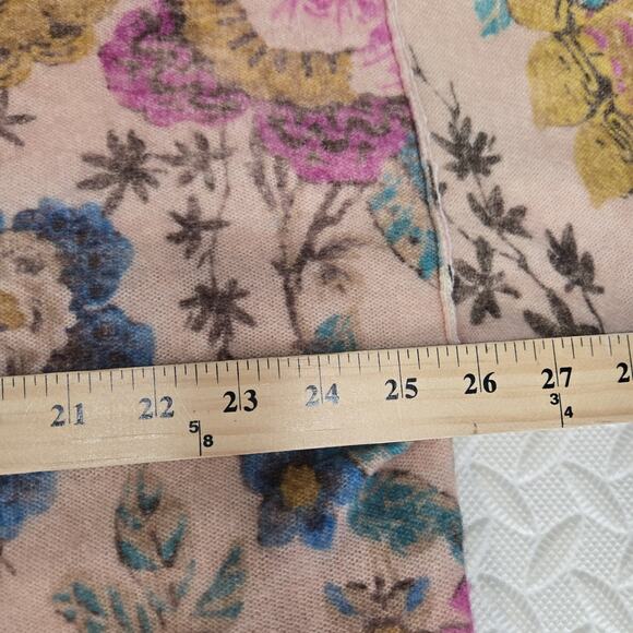 Anthropologie Pilcro Alani 100% Cashmere Sweater Small Pink Combo Floral Crop - Picture 10 of 12